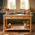 Christopher Knight Home Whitaker Farmhouse Kitchen Island Wooden Frame With Smooth Glide Drawers And Open Shelf 56.5 W