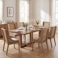 Christopher Knight Home Willowbrook 7 Piece Wood Top Dining Set With Natural Dining Table And Upholstered Dining Chairs