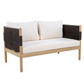 Christopher Knight Home Xaizai Outdoor 50.35 Acacia Wood 2 Seater Loveseat With Cushions Square Rope Arms
