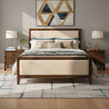 Christopher Knight Home Yorvian Modern 3 Piece Bedroom Set Upholstered Wood Platform Bed Two Nightstands With 2 Drawers