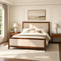 Christopher Knight Home Zalvex Modern 3 Piece Bedroom Set Upholstered Wood Platform Bed Two Nightstands With Single Drawer