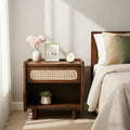 Christopher Knight Home Zessia Retro 19 Wood Nightstand With Woven Drawer And Open Shelf