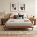 Christopher Knight Home Zorvain Modern 3 Piece Bedroom Set Upholstered Wood Platform Bed And Two Nightstands