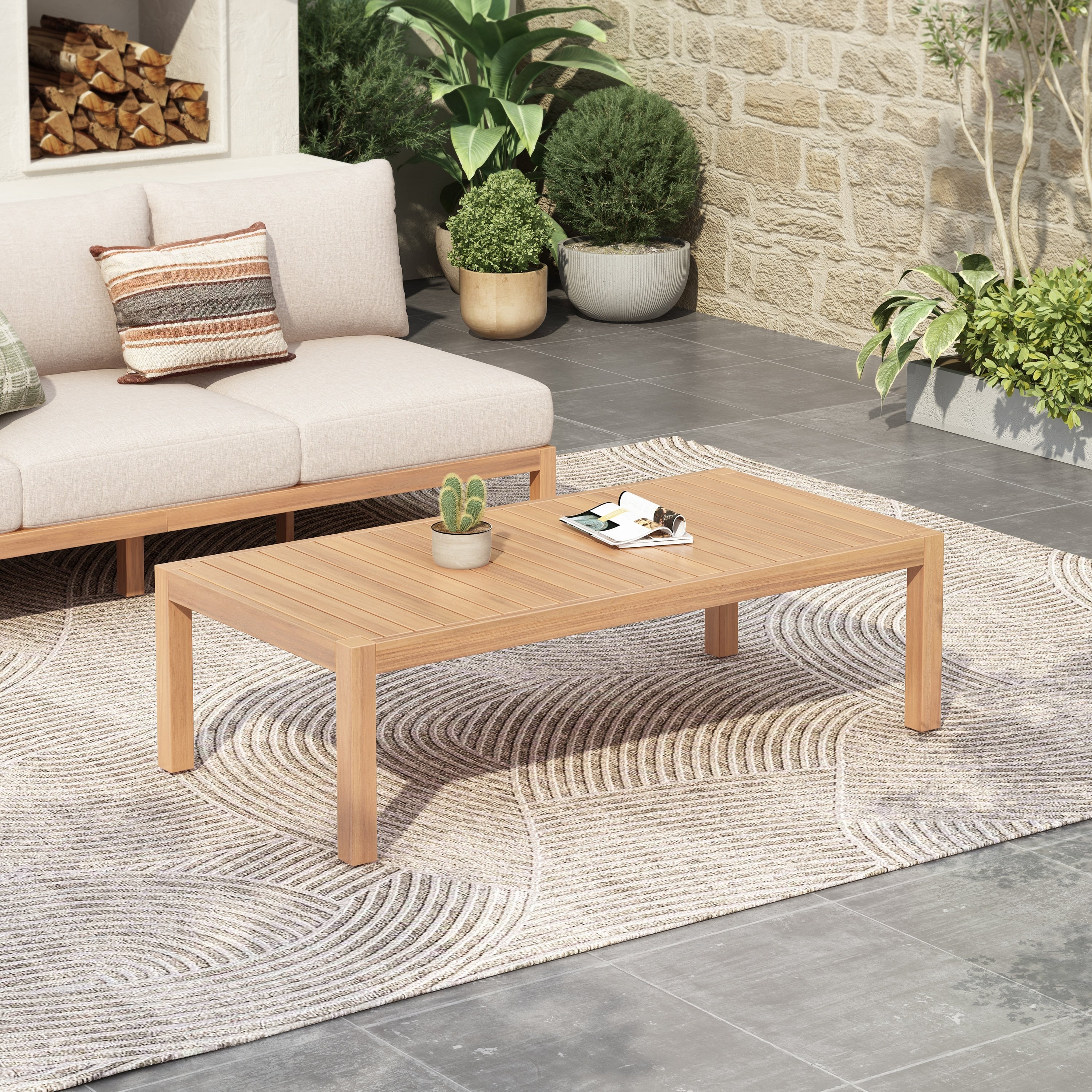 Christopher Knight Home Aurelion Patio Acacia Solid Wood Coffee Table