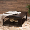Avary Wood Square Ottoman Table With Bottom Rack By Christopher Knight Home