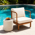 Christopher Knight Home Canape Modern Outdoor Acacia Wood Club Chair With Water Resistant Cushions