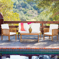 Carolina 4 Piece Outdoor Acacia Sofa Set By Christopher Knight Home