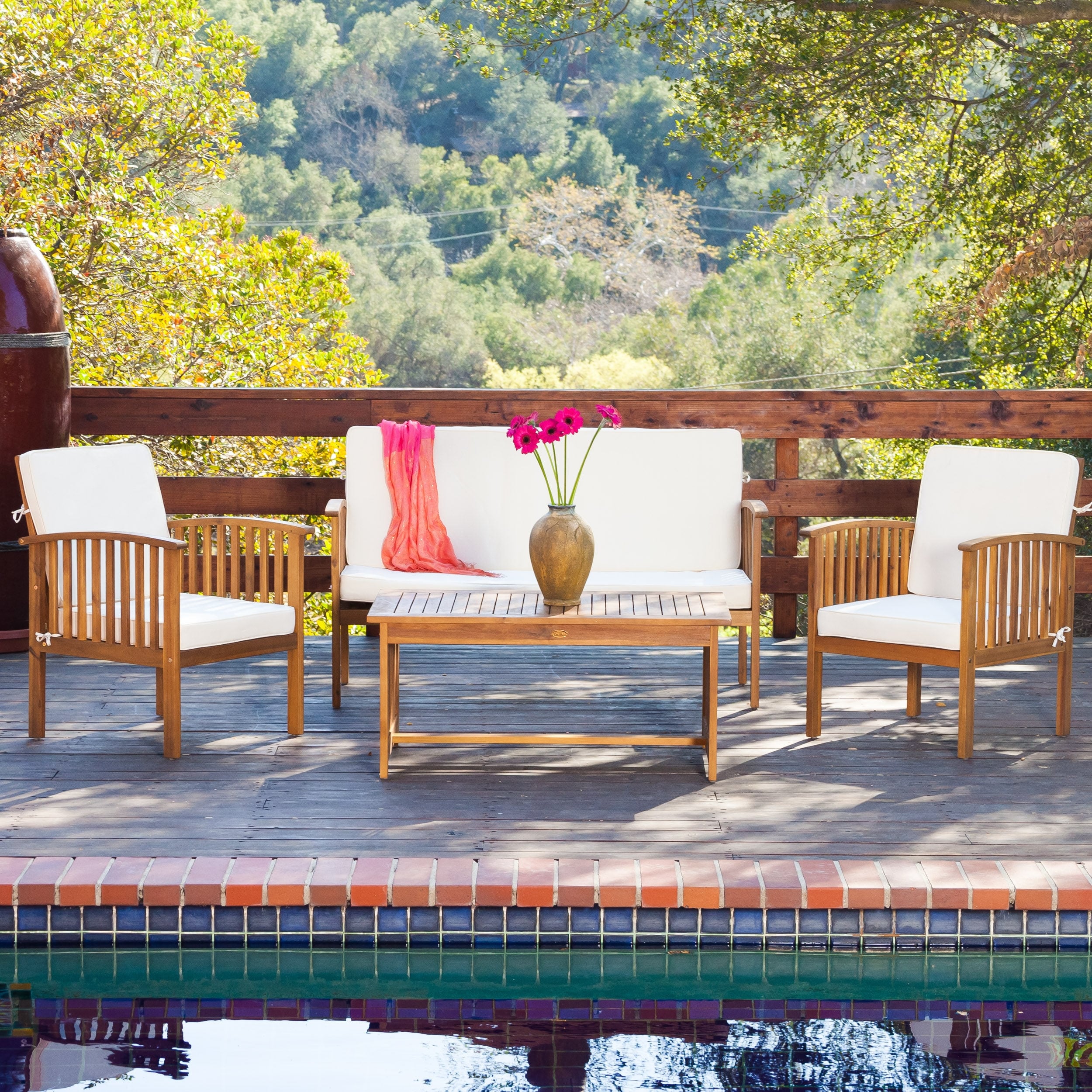 Carolina 4 Piece Outdoor Acacia Sofa Set By Christopher Knight Home