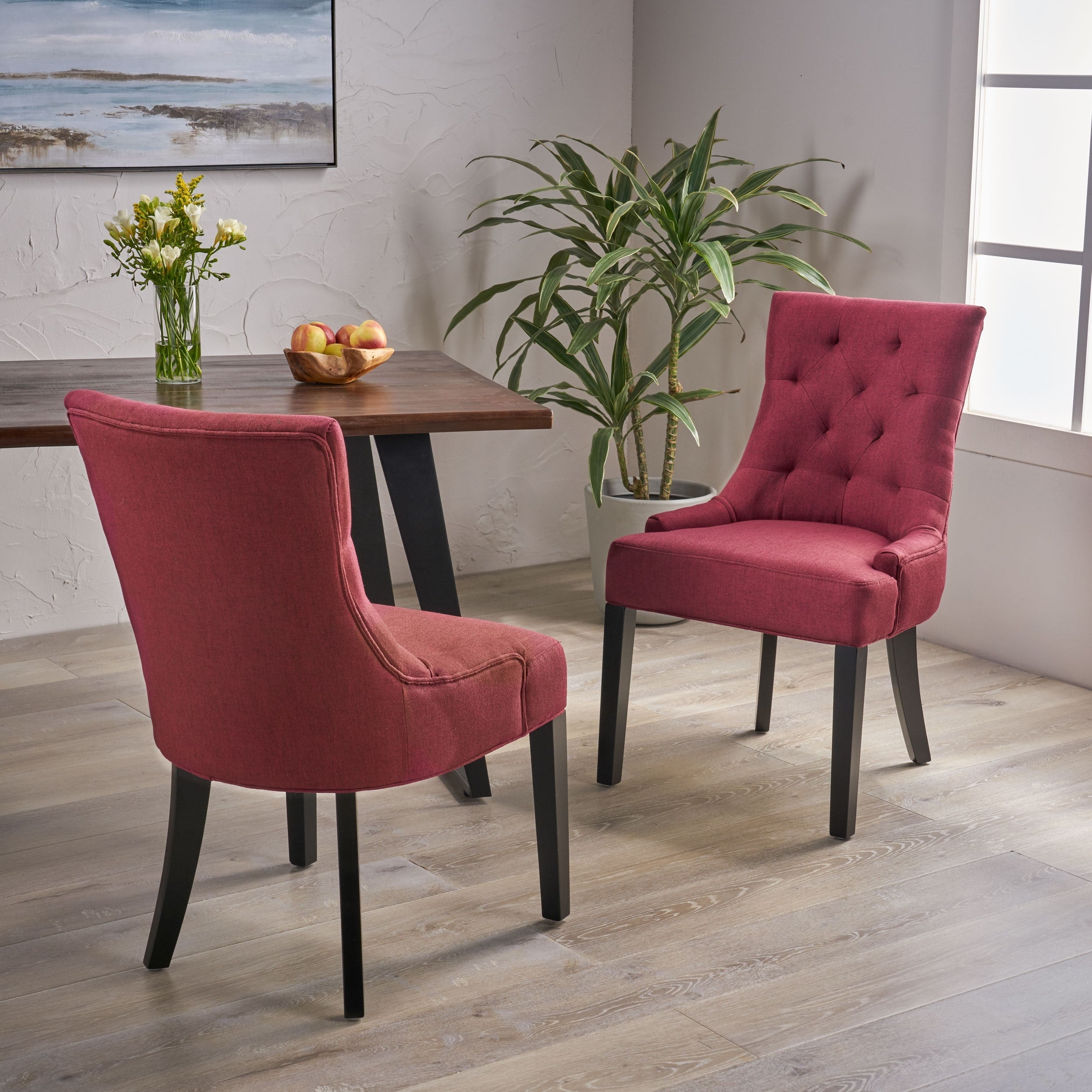 Hayden Tufted Fabric Dining Accent Chair Set Of 2 By Christopher Knight Home