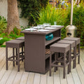 Milton Outdoor 7 Piece Brown Wicker Bar Set By Christopher Knight Home
