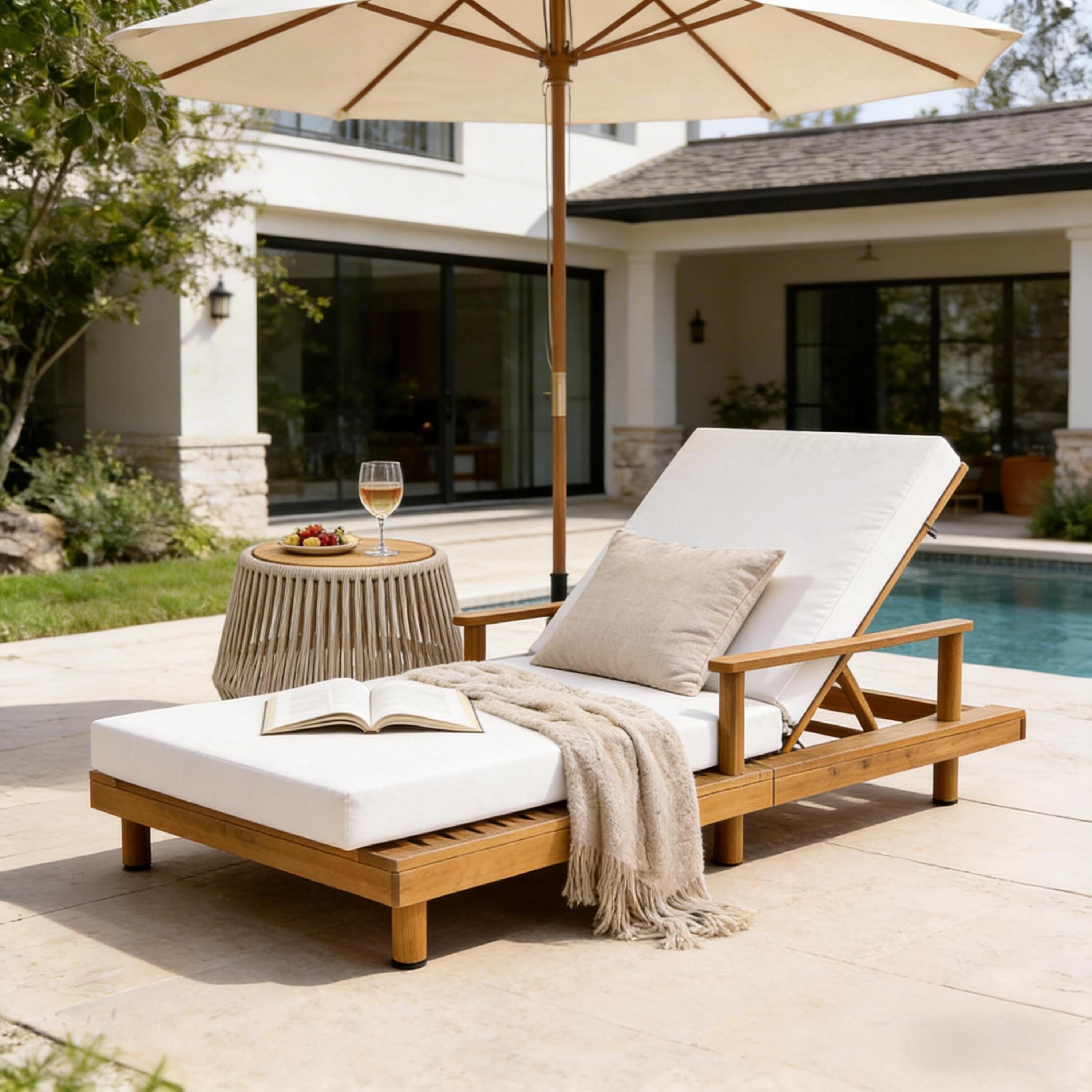 Christopher Knight Home Modern Outdoor Acacia Wood Chaise Lounge With 3 Position Adjustable Backrest Ventilated Slatted Seat
