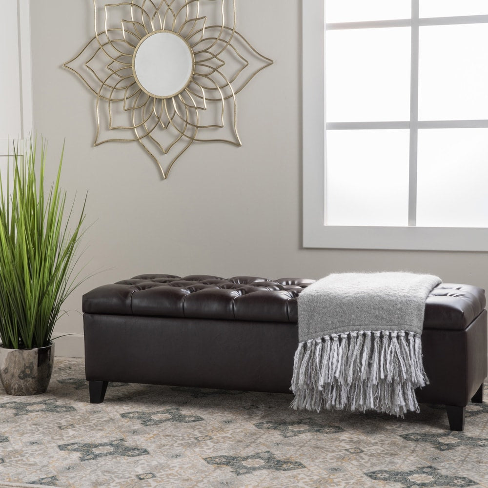 Ottilie Leather Storage Ottoman By Christopher Knight Home