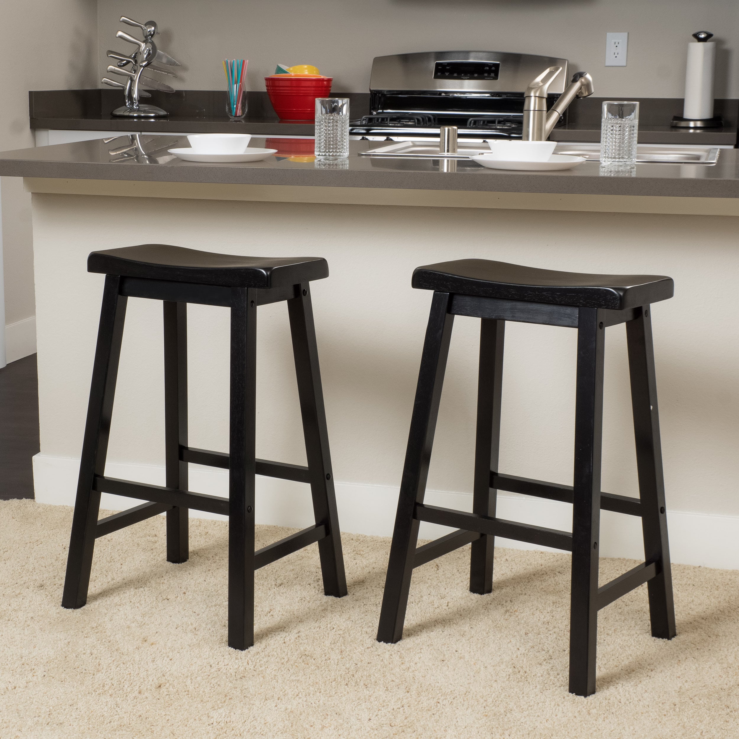 Pomeroy 29 Inch Saddle Wood Barstool Set Of 2 By Christopher Knight Home