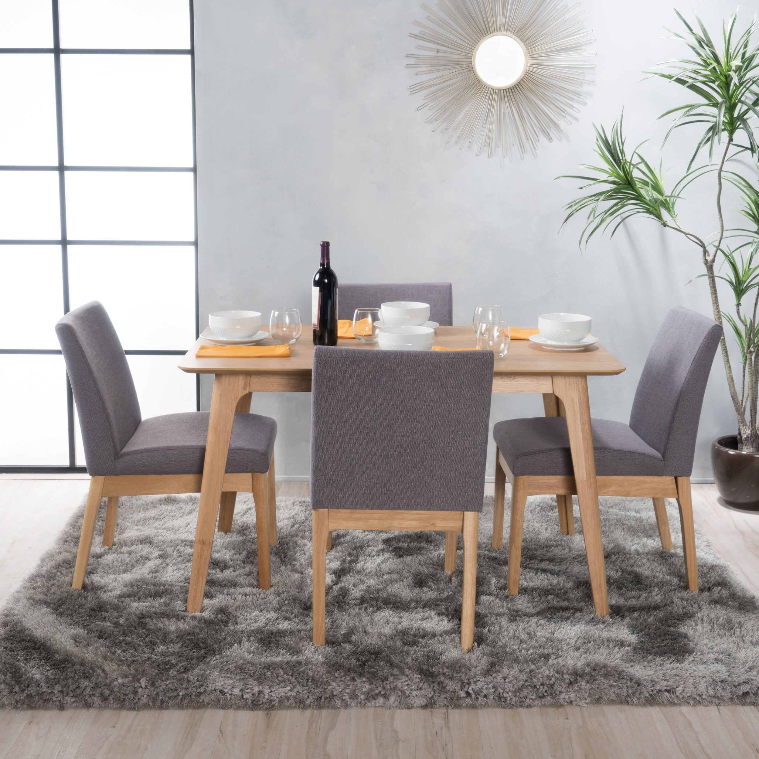 Kwame Mid Century 5 Piece Square Dining Set By Christopher Knight Home