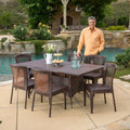 Rafael Outdoor 7 Piece Wicker Dining Set By Christopher Knight Home