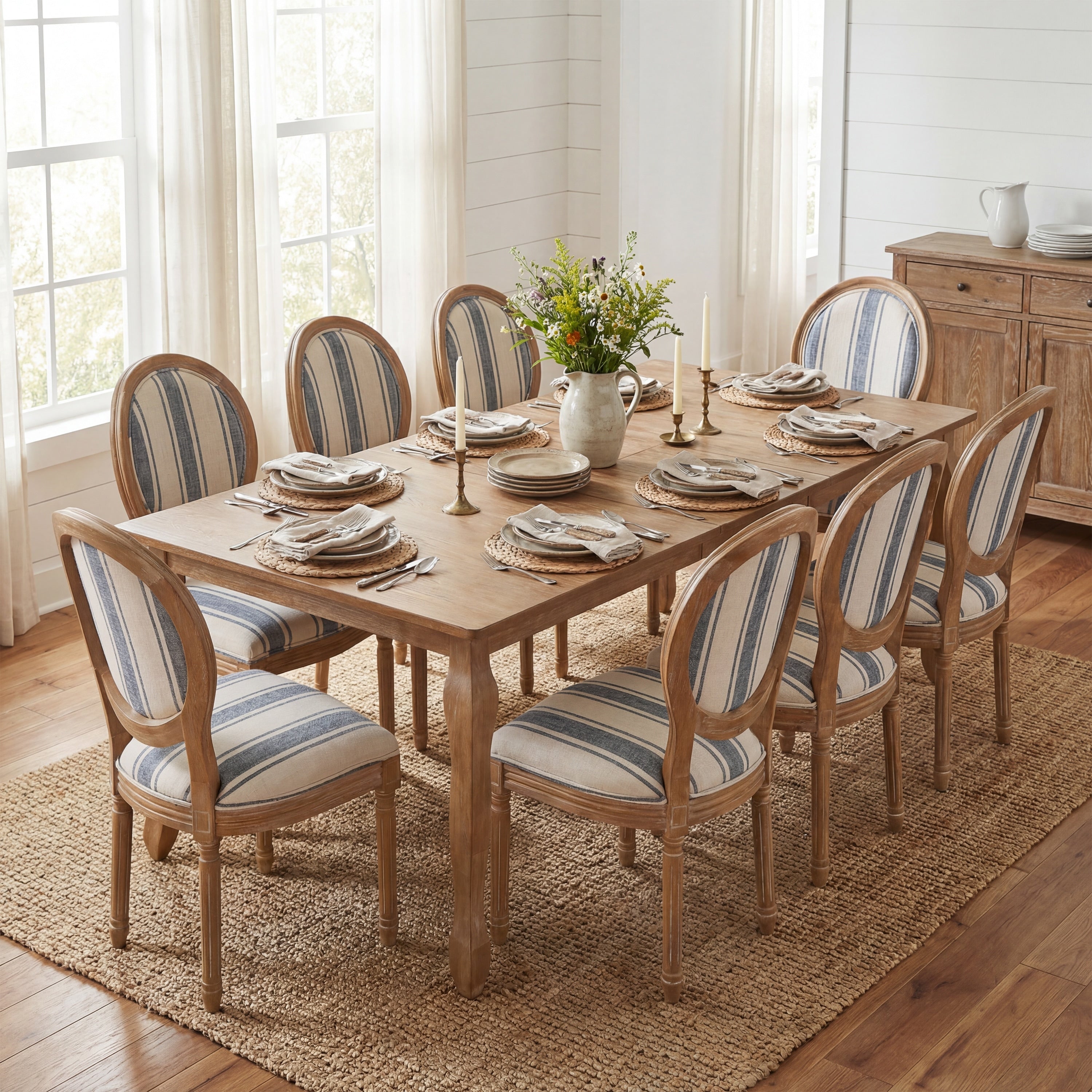 Christopher Knight Home Rosalind French Country Rubberwood Expandable 9 Piece Dining Set