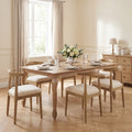 Christopher Knight Home Rosalind French Country Rubberwood Expandable Dining Table And Six Mid Century Modern Chair Set