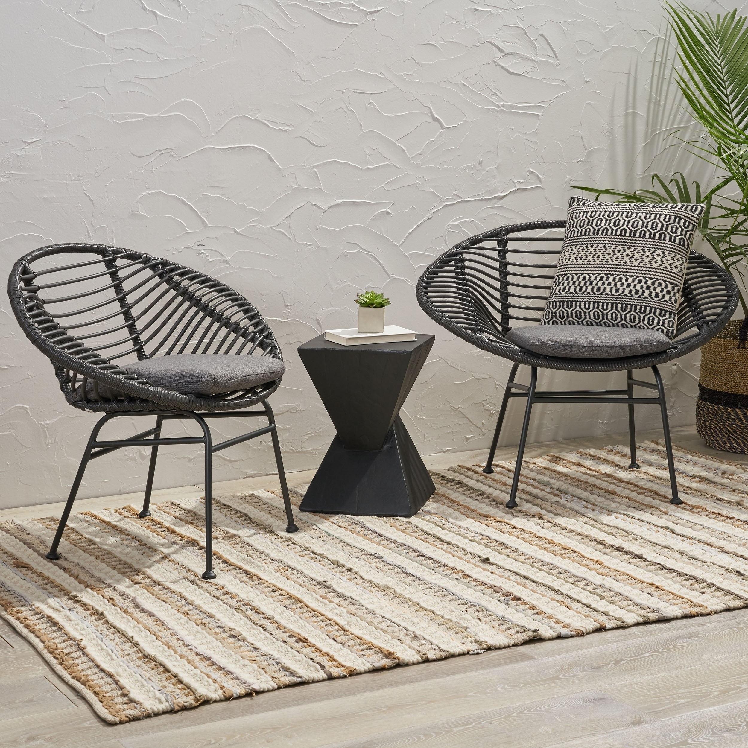 Christopher Knight Home San Antonio Indoor Woven Faux Rattan Chairs With Cushions Set Of 2