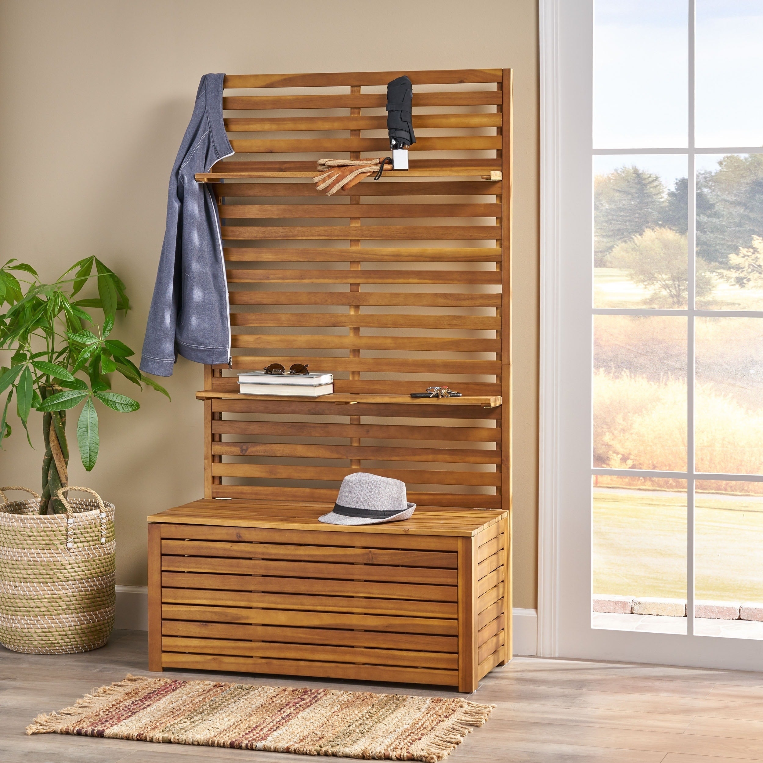 Christopher Knight Home Sylmar Teak Finish Wood Indoor Hall Tree Bench