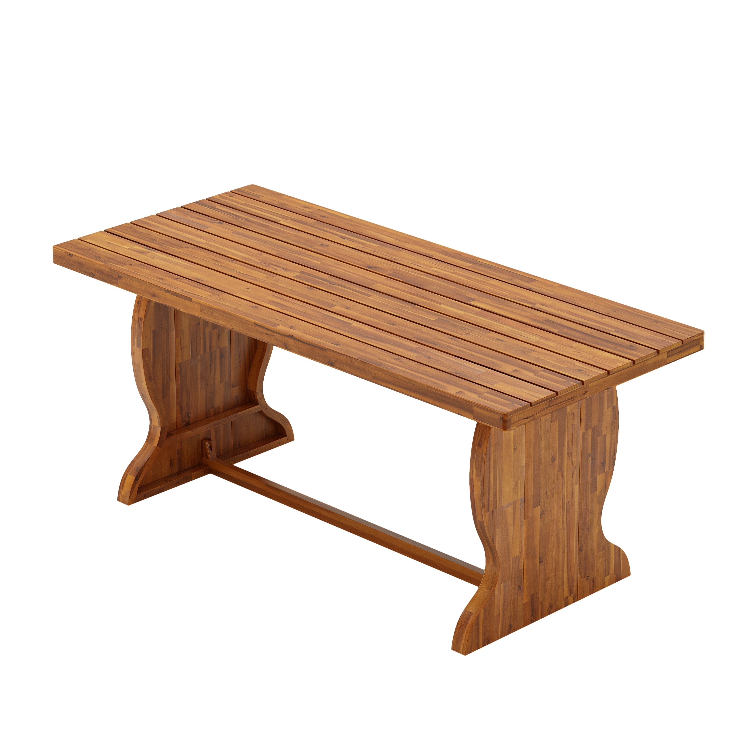 Christopher Knight Home Thalorin Vietnamese Acacia Wood Outdoor Dining Table With Fishtail Legs And Slatted Top