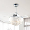Modern Chrome Crystal Ceiling Fan 3 Light Chandelier N A