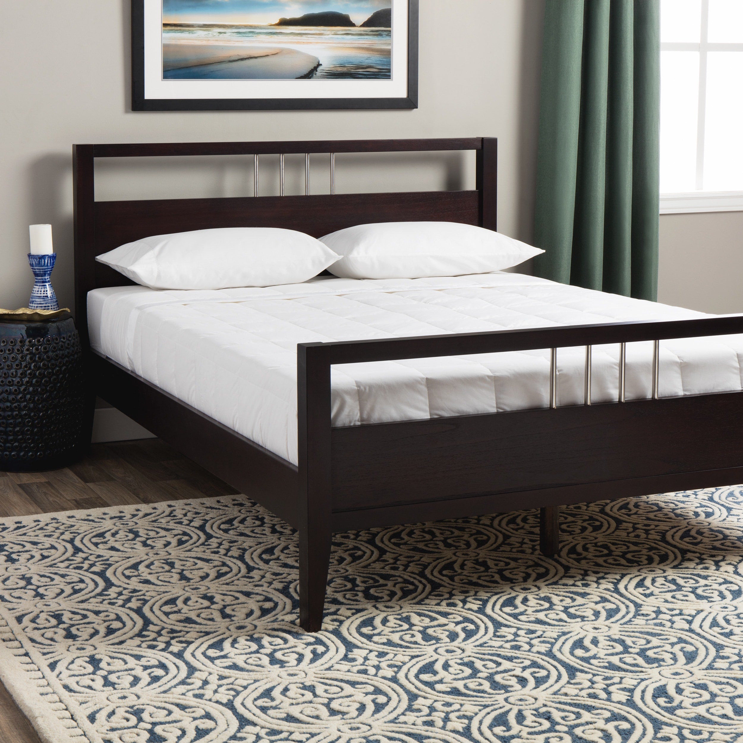 Chrome Accented Queen Size Platform Bed