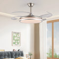 Chrome Bedroom Ceiling Fan With Light And Remote Control