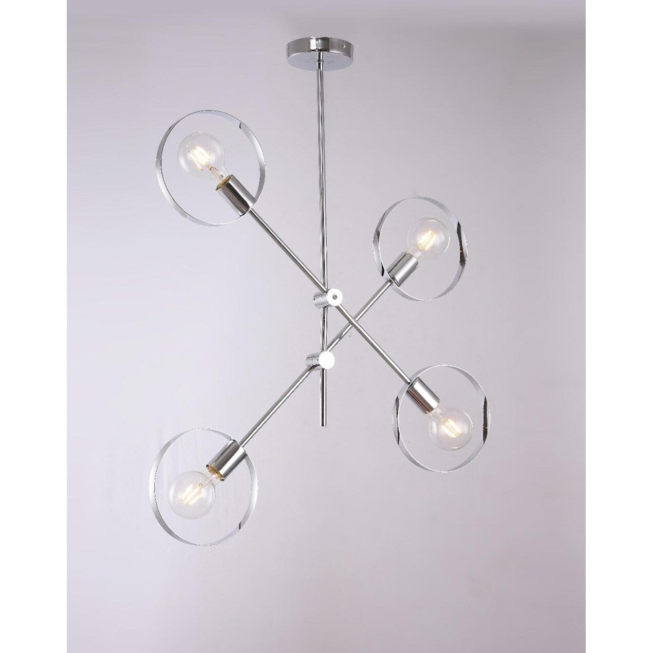 Chrome Metal Ceiling Fixture With Moveable Sockets