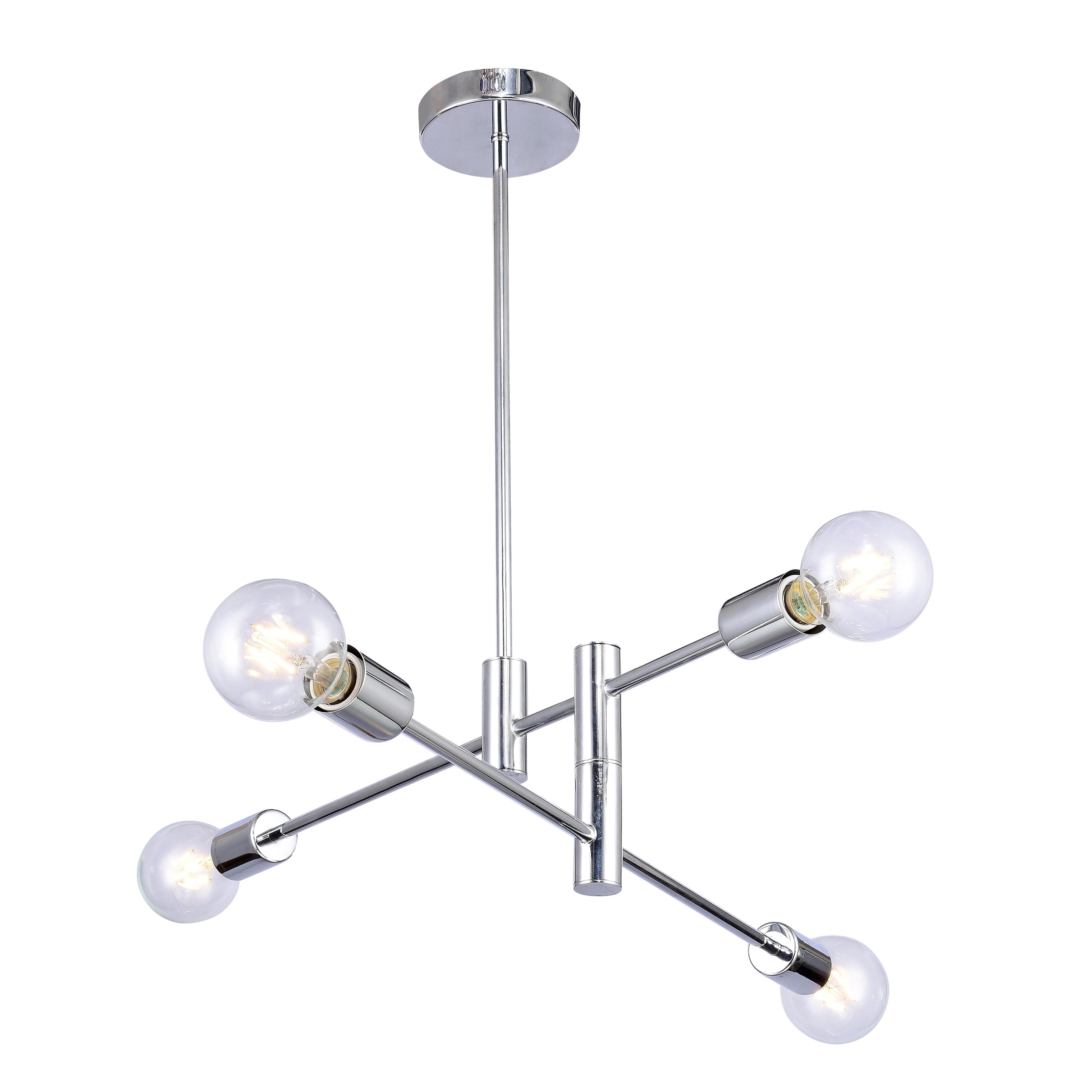 Chrome Metal Ceiling Fixture With Moveable Sockets
