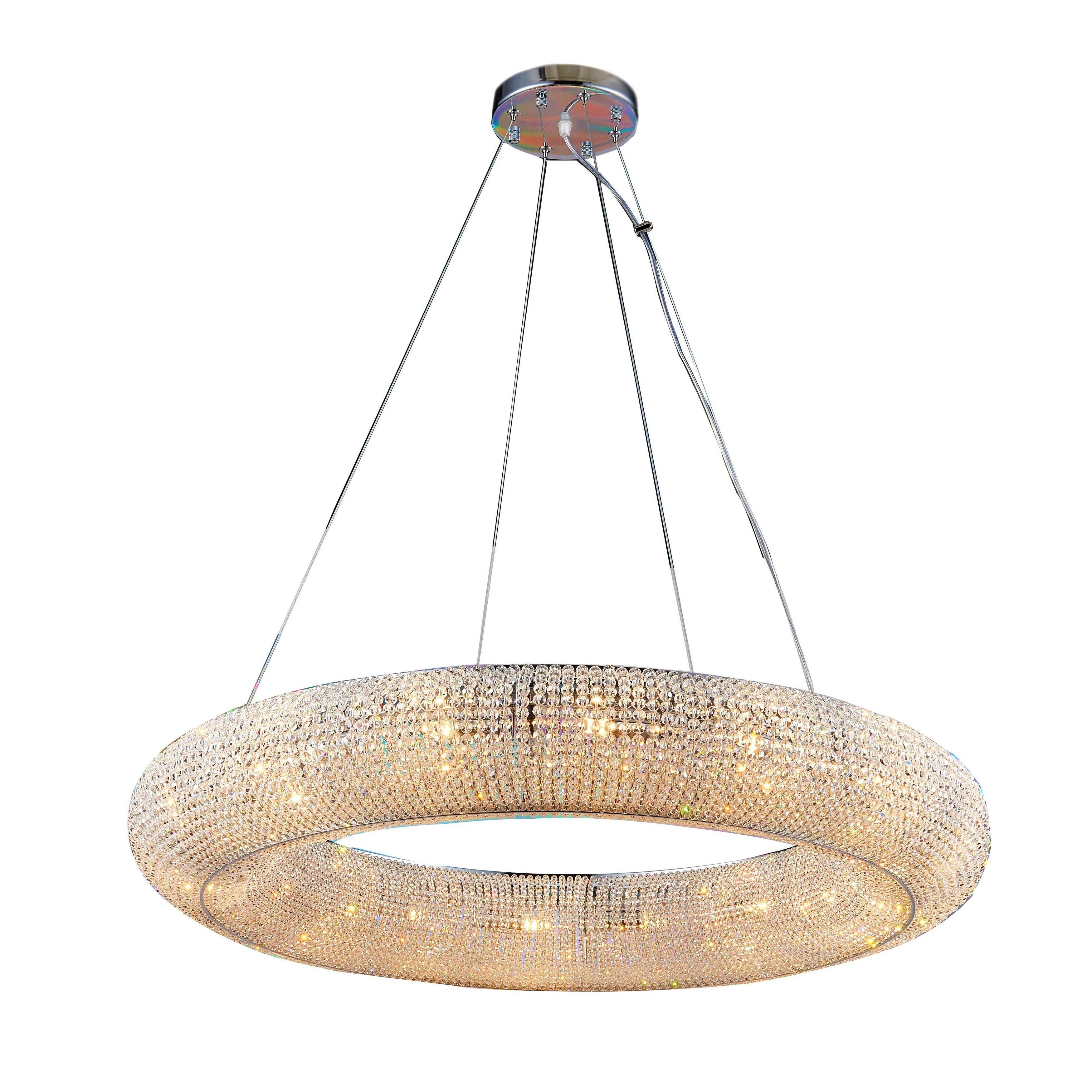 Chrome Metal Chandelier With Clear Crystal Accents