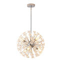 Chrome Metal Chandelier With Crystal Flowers