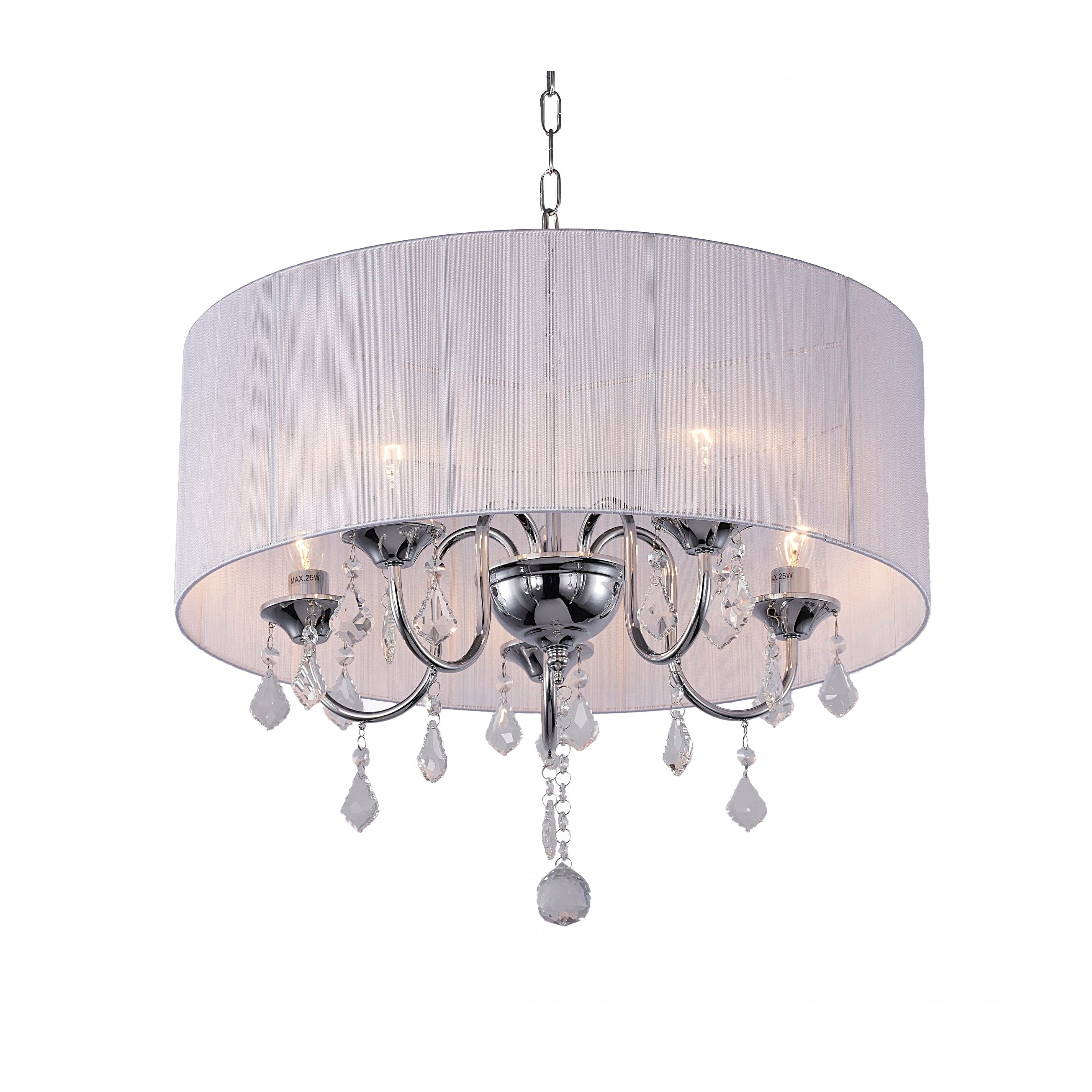 Chrome Metal Chandelier With White String Shade