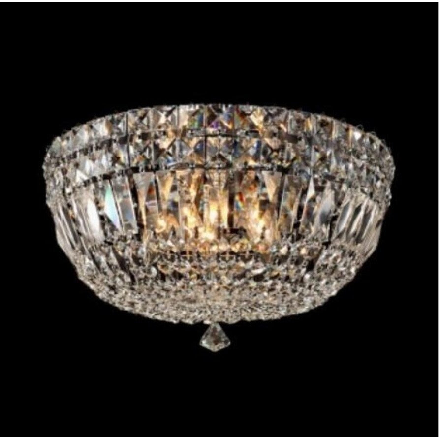 Chrome Metal Flush Mount With Clear Crystal