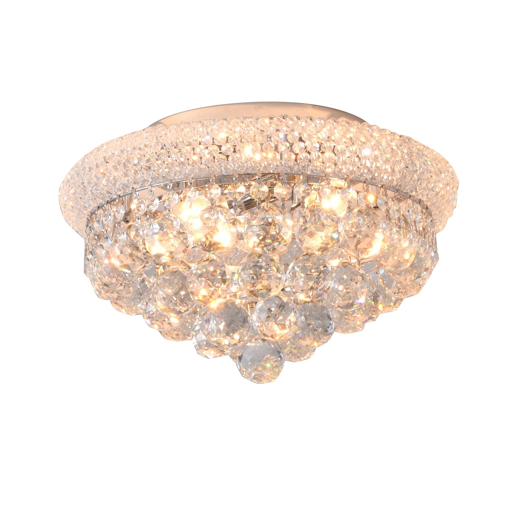 Chrome Metal Flush Mount With Crystal Balls