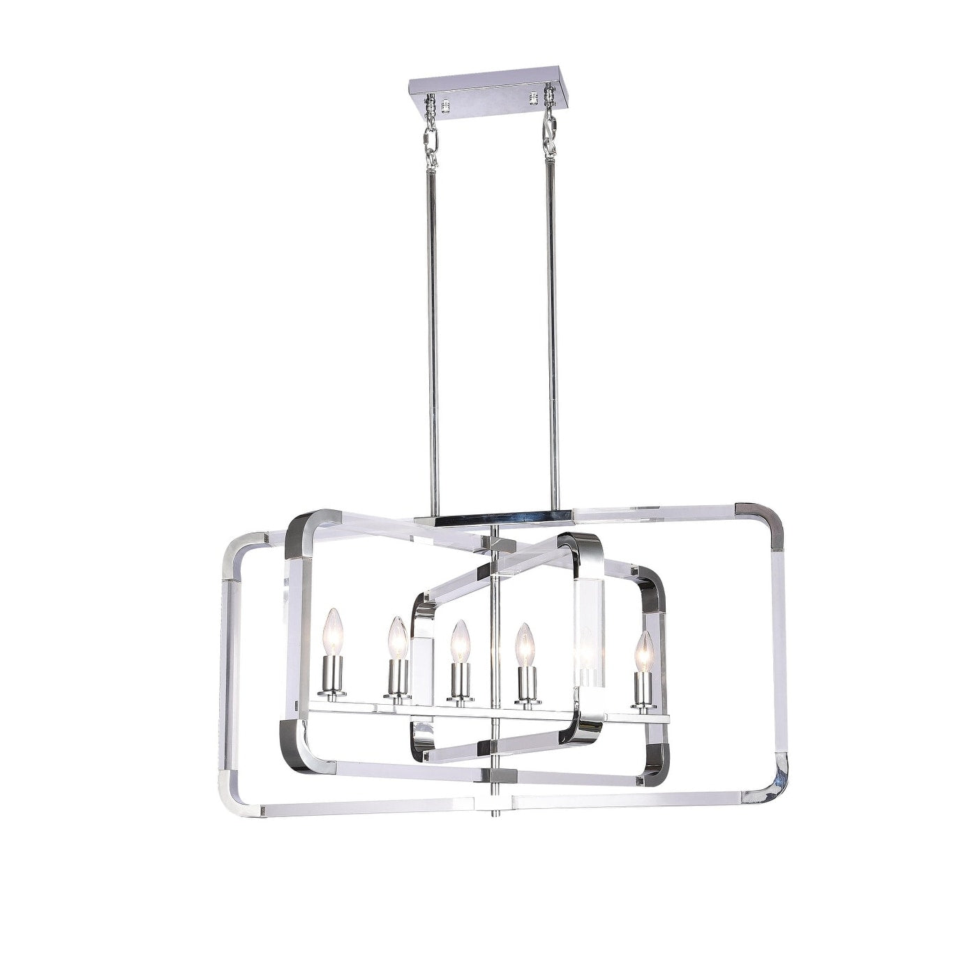 Chrome Metal Rectangular Ceiling Fixture