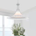 Chrome Trumpet Clear Glass Pendant Light Modern Hanging Fixture Dia.15.55 In