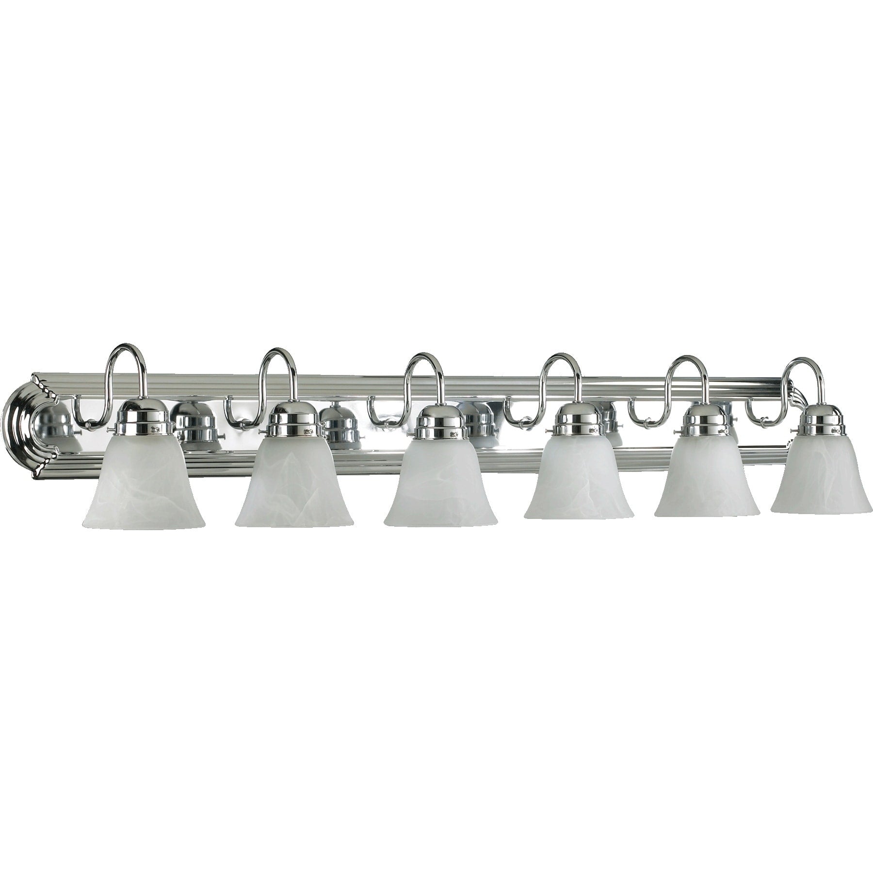 Chrome And Faux Alabaster 6 Light Vanity Lighting