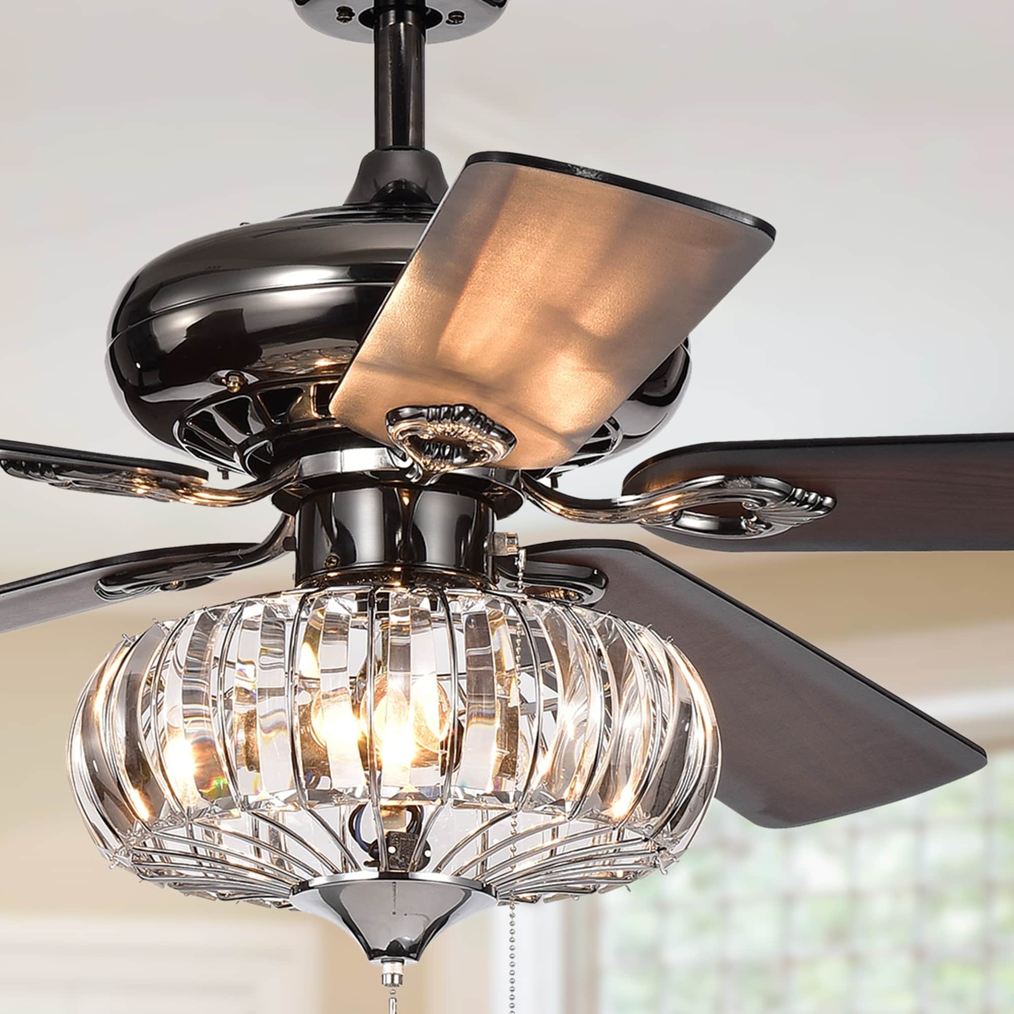 Chrysaor Ii 1 Light Crystal 5 Blade 52 Inch Pear Black Ceiling Fan