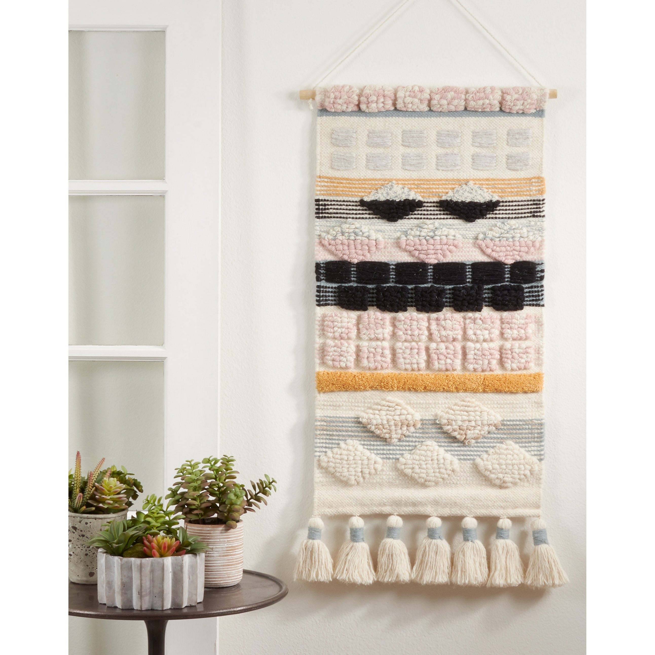 Chunky Tassels Design Textured Woven Wall Hanging