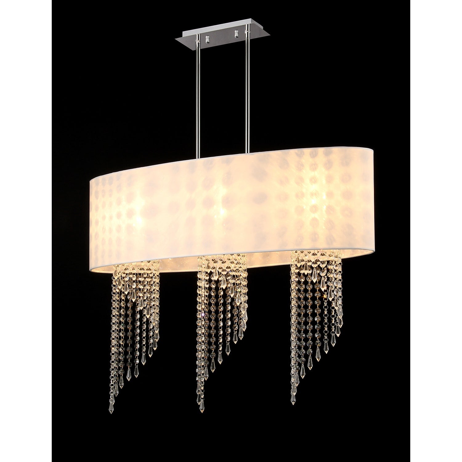 Chynee 3 Light White Fabric Chrome Chandelier