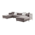 Ciaba Modern Sectional Sofa Double Chaise Gray Flannelette 127 Inch