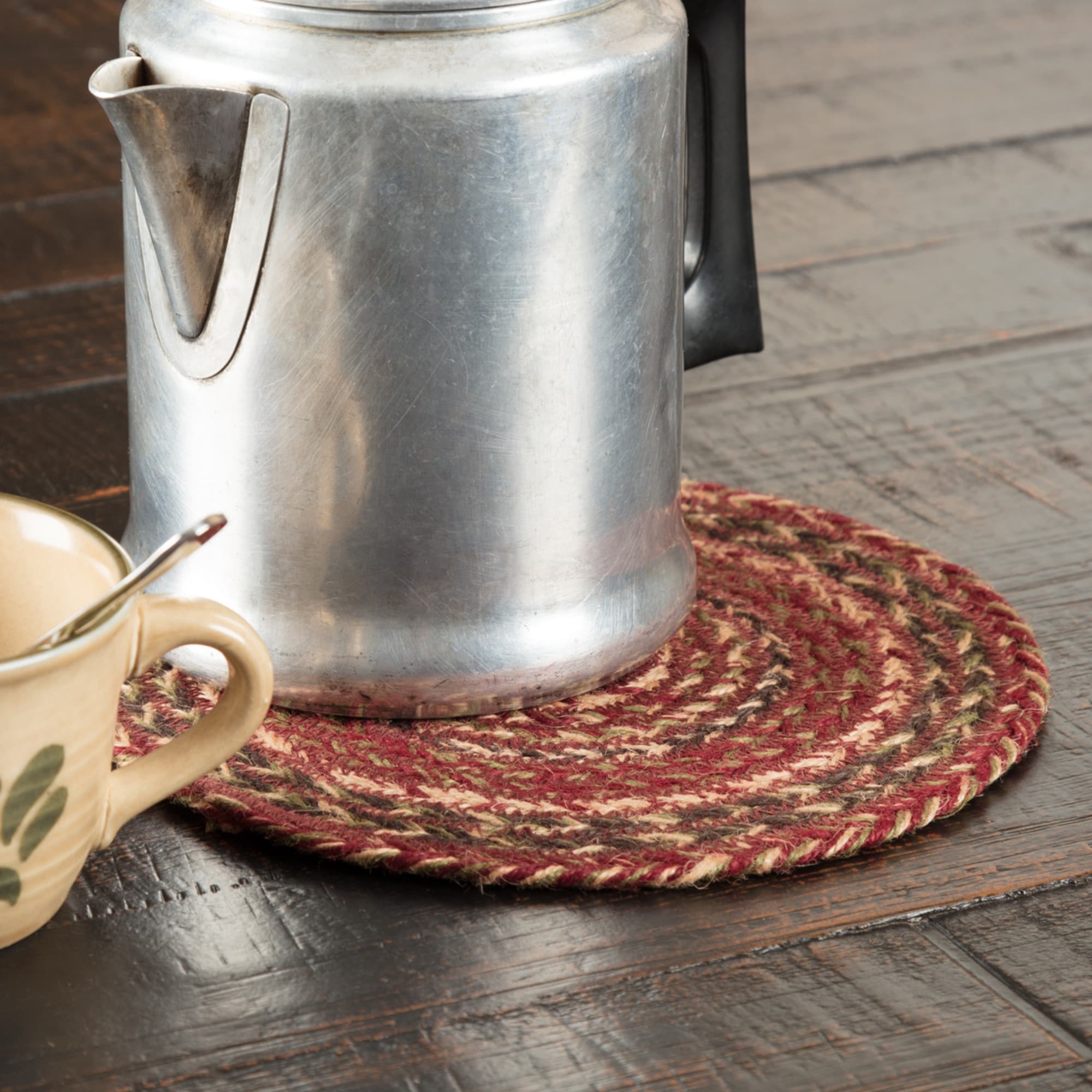 Vhc Cider Mill Burgundy Red Primitive Country Tabletop Kitchen Jute Trivet