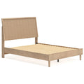 Ciel Queen Panel Bed With Cane Style Headboard Brown And Beige Wood