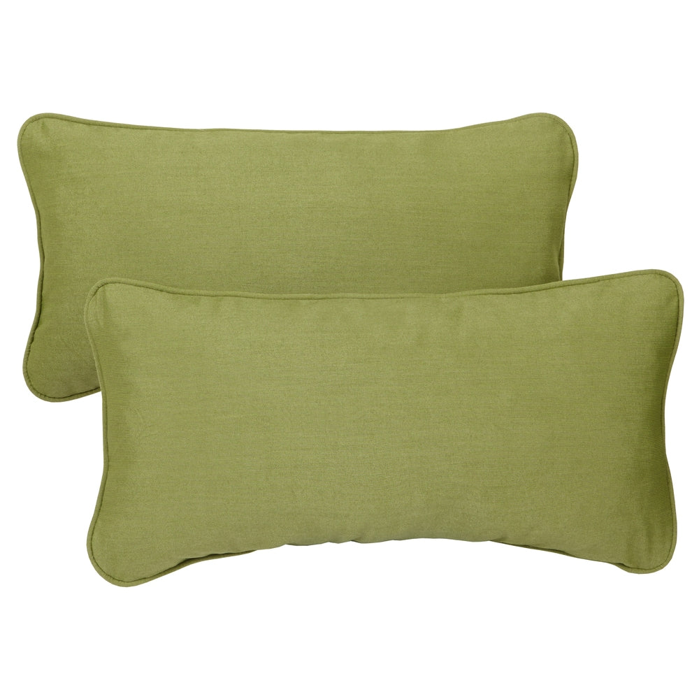 Cilantro Green Corded 12 X 24 Inch Lumbar Pillows With Sunbrella Fabric Set Of 2