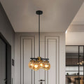 Cindar Black Antique Brass 4 Light Clear Glass Shades Chandelier