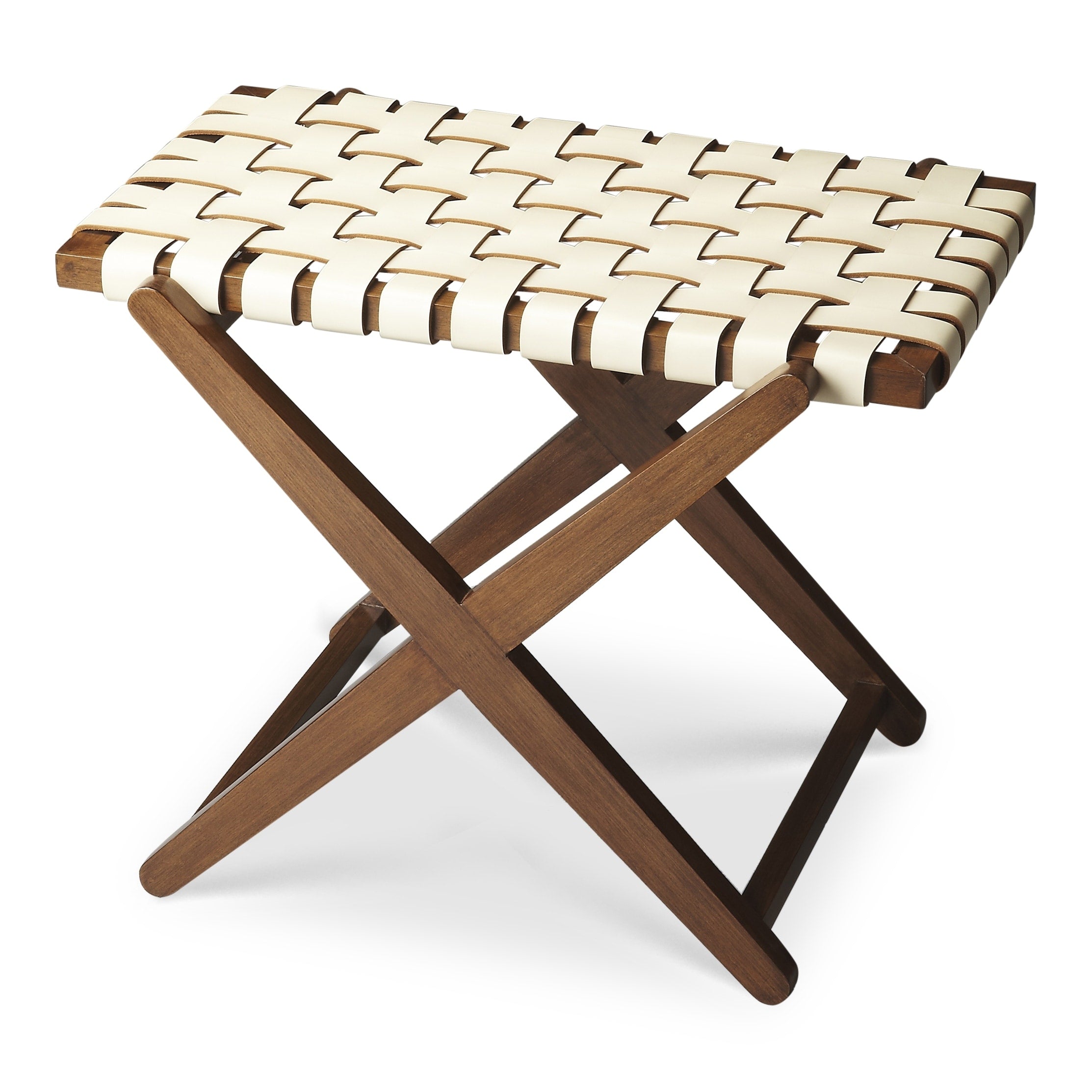 Cipriani 24 In. W Rectangular Leather Wood Luggage Rack