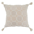 Circle Stitch Cotton Throw Pillow Textured Dot Pattern With Tassel Accents For Sofa Bed Layered Styling 18 X18