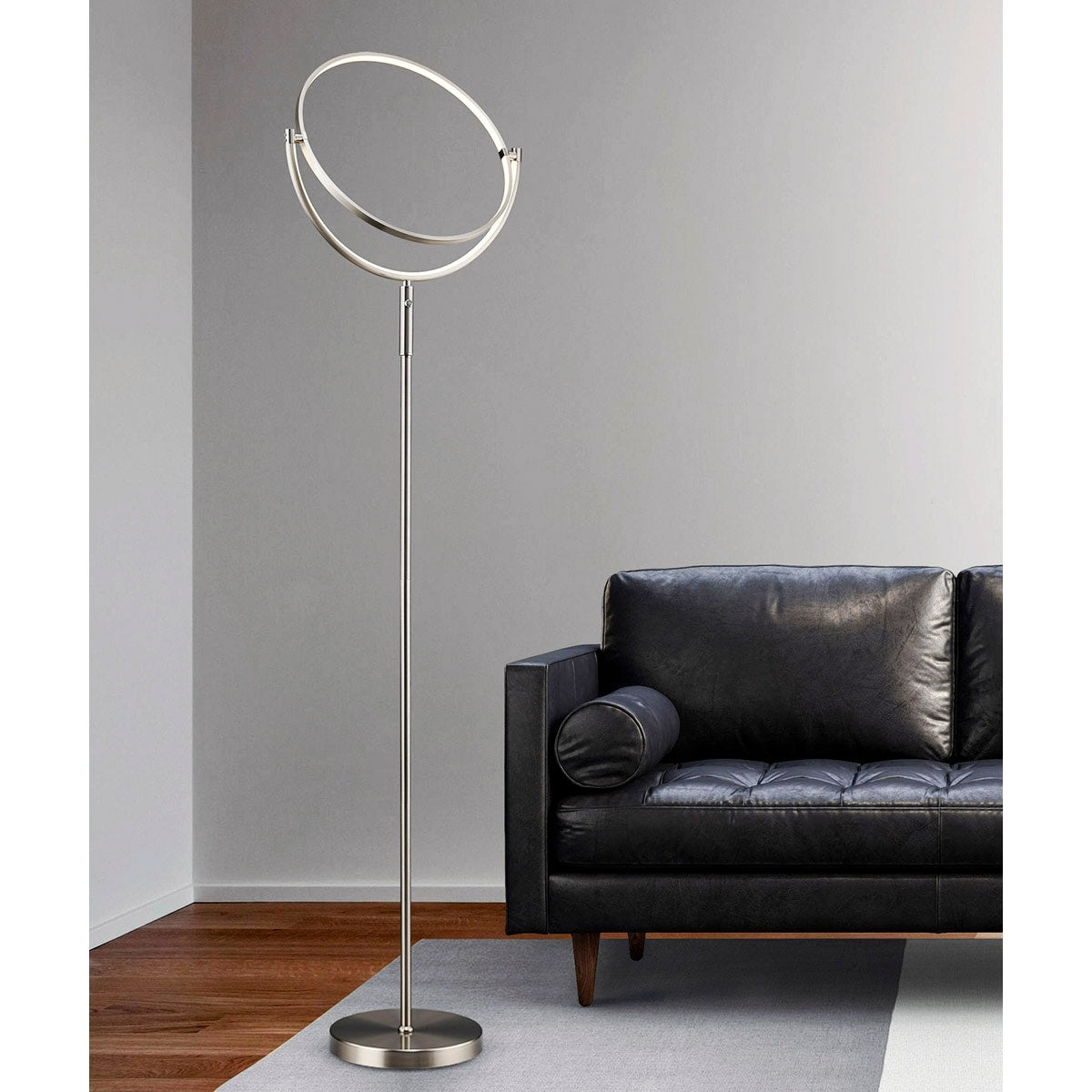 Homeglam Circula Brushed Nickel Finish 75 Inches High X 28 Inches Wide Dimmable Led Floor Lamp
