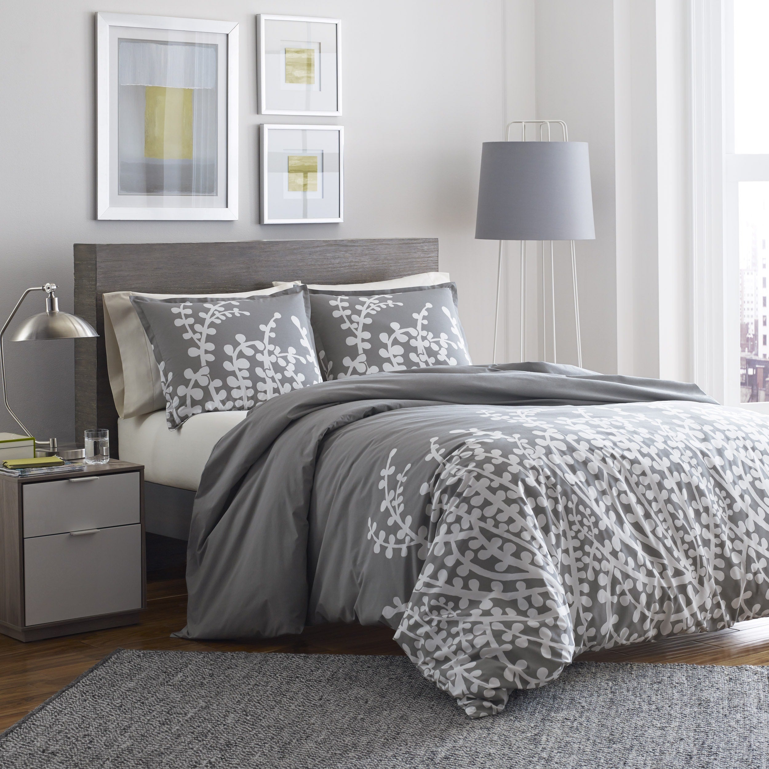 Copper Grove Collina Grey Branches Printed 3 Piece Comforter Set