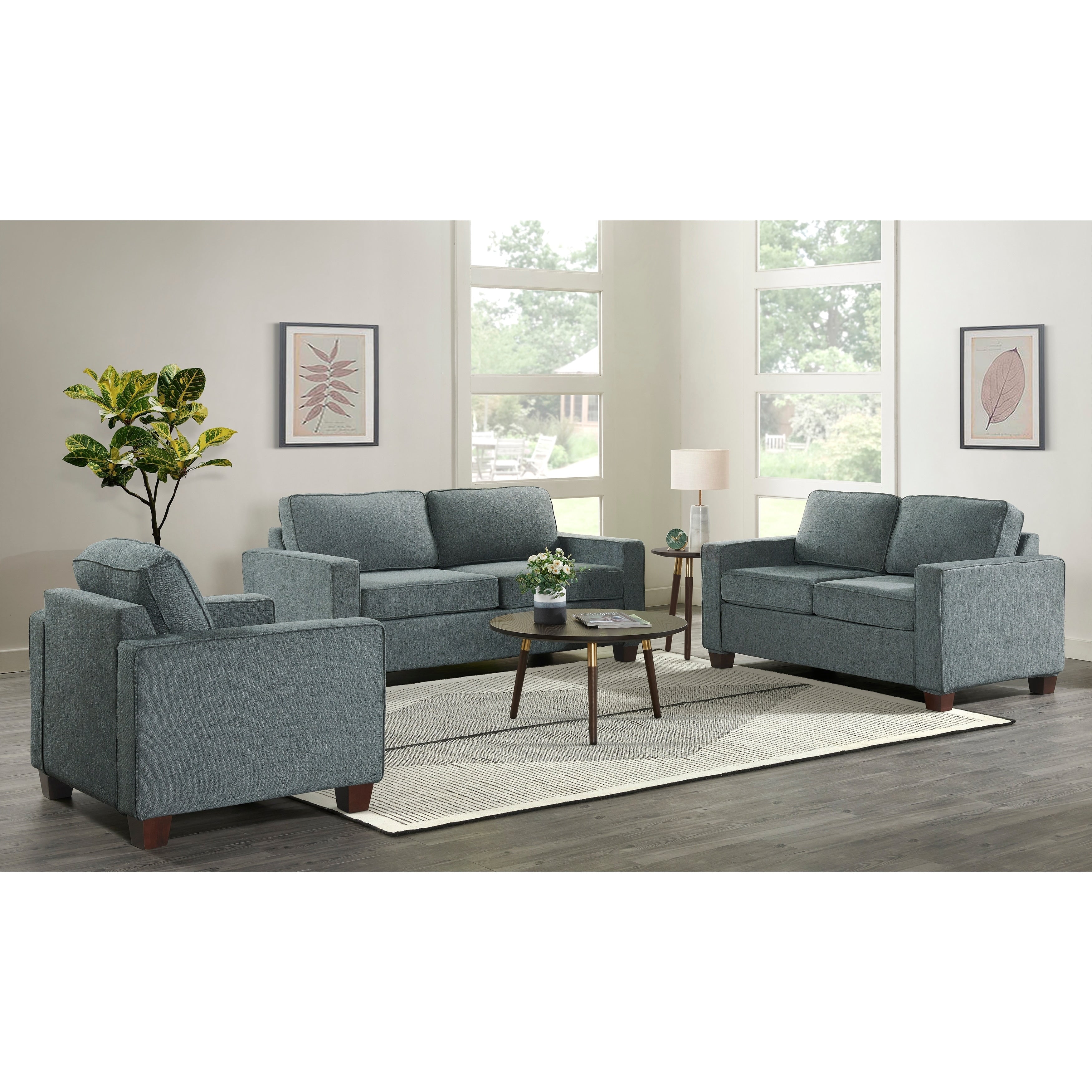 Cityscape Grey Casual Modern Upholstered Loveseat